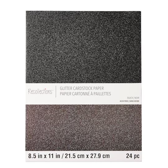 Black Glitter 8.5" x 11" Cardstock Paper by Recollections™, 24 Sheets